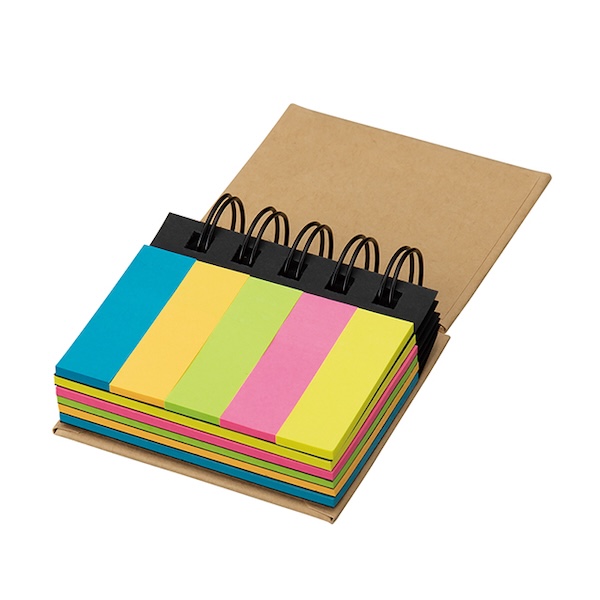 厚みのある表紙とリング付きで利便性の高い付箋セット。