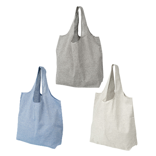 リサイクルコットンを使用し、環境に配慮したエコバッグです。