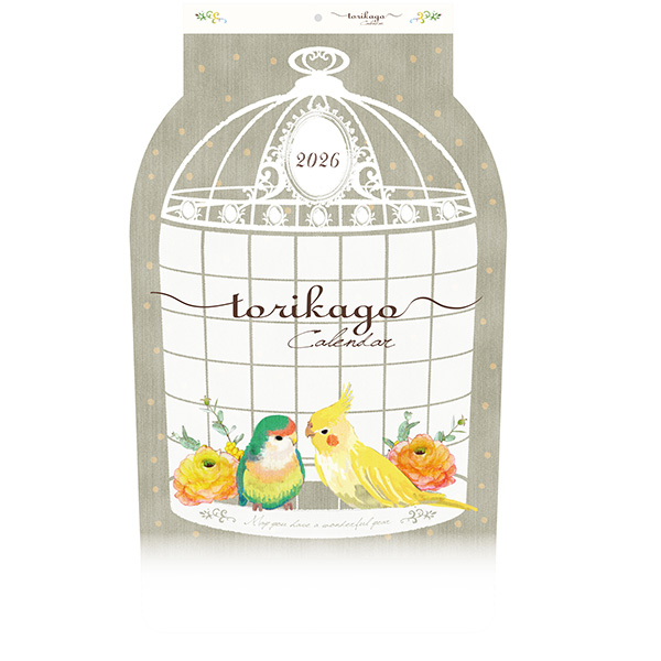 かわいい鳥のイラストが入ったカレンダーです。お部屋のインテリアとしても飾れます。