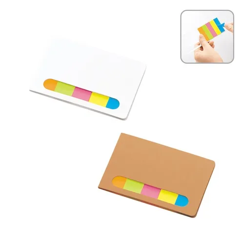 おくばり案件にぴったりなコンパクトサイズの付箋セット。S・Mの2サイズ展開で、Sサイズはペンケースやポケットにも入れやすいコンパクトなサイズ感となっています。表紙は窓付きで、はっきりとした蛍光色のふせん紙が見えるデザインです。表紙の厚みがしっかりしているため、名入れをせずに配布する案件や備品としてもおすすめです。表面に単色・フルカラーで名入れが可能で、低単価で目を引くノベルティを製作することが可能です。