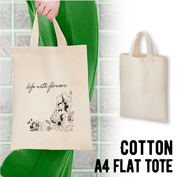 ソフトな生地感で持ち歩きにも便利な厚手コットンフラットトート。A4サイズが入るマチ付きのタイプは中に物を入れやすく、資料やカタログを入れたり、ちょっとしたおでかけにも使えます。厚手で中身が透けにくく、様々な用途に使いやすいのがうれしいポイントです。