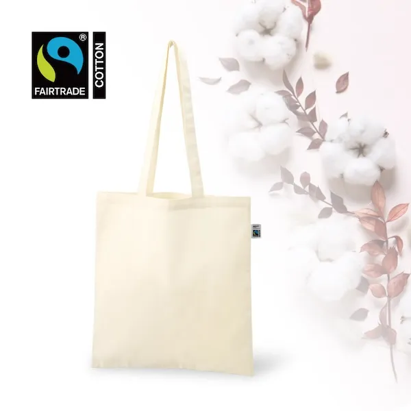 フェアトレードコットンを使用したフラットタイプのトートバッグ。肩掛け可能な長めのハンドルに、カタログなど資料入れにぴったりなサイズ感で、サブバッグとして幅広くご利用いただけます。M・Lの2サイズ展開でご用意しております。