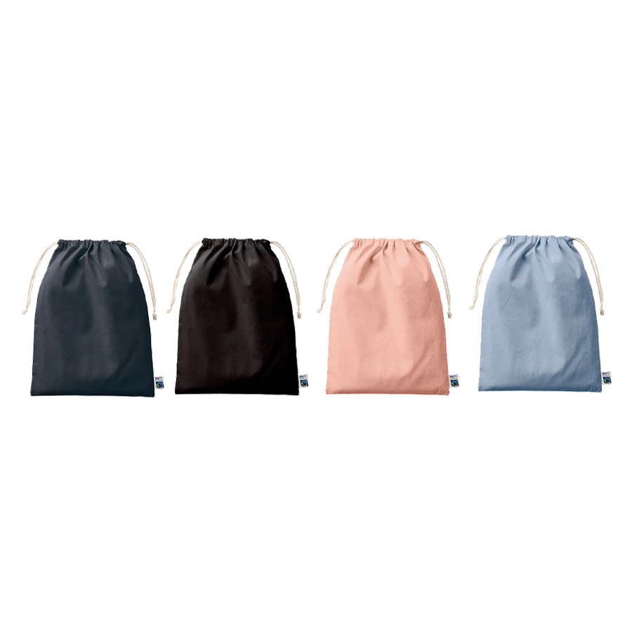 ◆フェアトレードコットン巾着（Ｌ）　(カラー選択可)