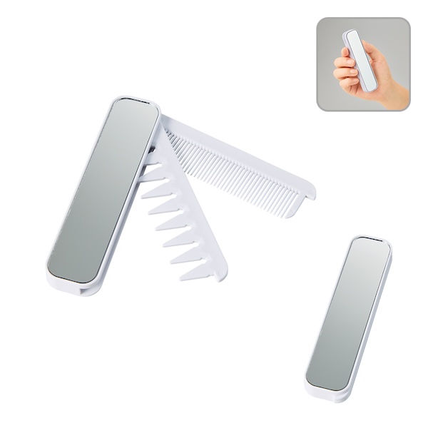 折りたたみツインコーム（ミラー付）　ホワイト